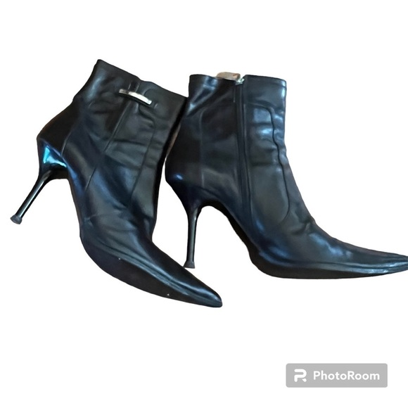 Karen Millen leather point toe heeled leather booties 37 - Picture 1 of 9